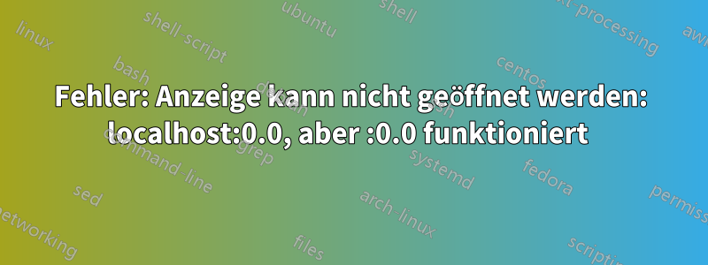 Fehler: Anzeige kann nicht geöffnet werden: localhost:0.0, aber :0.0 funktioniert 