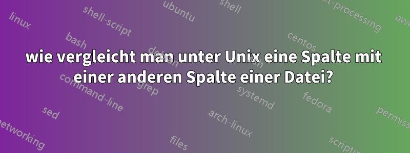 wie vergleicht man unter Unix eine Spalte mit einer anderen Spalte einer Datei?