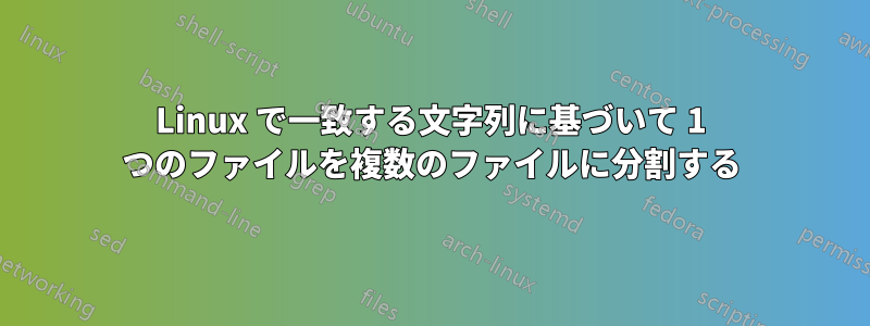 Linux で一致する文字列に基づいて 1 つのファイルを複数のファイルに分割する