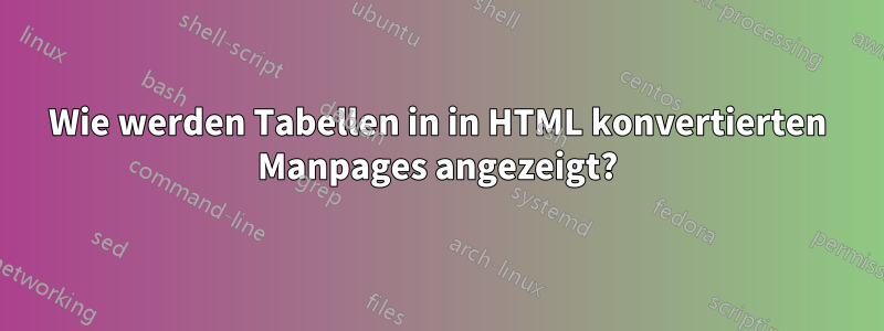 Wie werden Tabellen in in HTML konvertierten Manpages angezeigt?