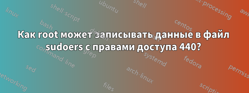 Как root может записывать данные в файл sudoers с правами доступа 440?