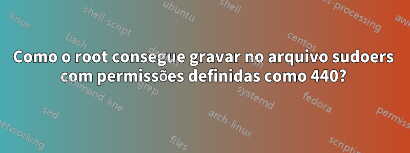 Como o root consegue gravar no arquivo sudoers com permissões definidas como 440?