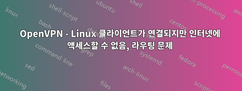 OpenVPN - Linux 클라이언트가 연결되지만 인터넷에 액세스할 수 없음, 라우팅 문제