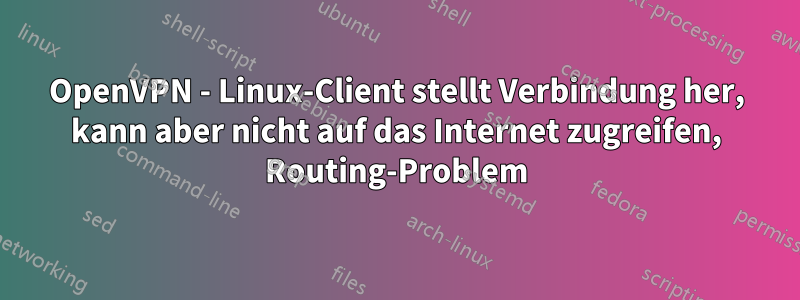 OpenVPN - Linux-Client stellt Verbindung her, kann aber nicht auf das Internet zugreifen, Routing-Problem