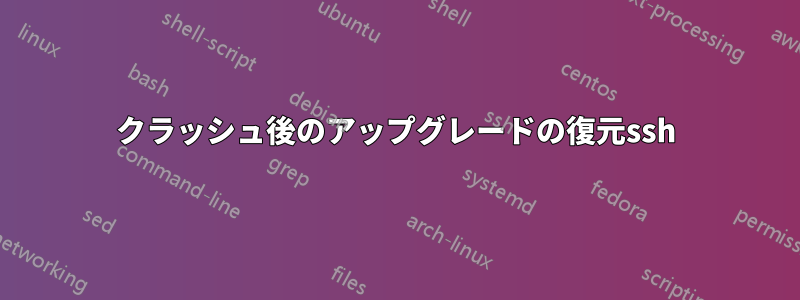 クラッシュ後のアップグレードの復元ssh