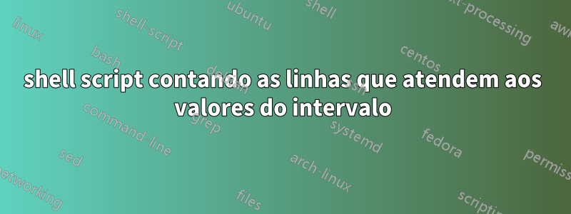 shell script contando as linhas que atendem aos valores do intervalo