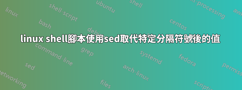 linux shell腳本使用sed取代特定分隔符號後的值
