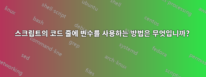 스크립트의 코드 줄에 변수를 사용하는 방법은 무엇입니까?