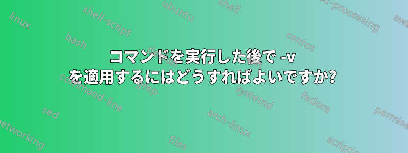 コマンドを実行した後で -v を適用するにはどうすればよいですか?
