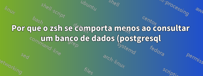 Por que o zsh se comporta menos ao consultar um banco de dados (postgresql)?