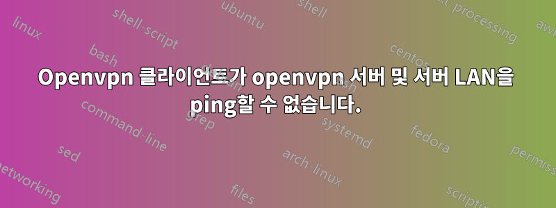 Openvpn 클라이언트가 openvpn 서버 및 서버 LAN을 ping할 수 없습니다.