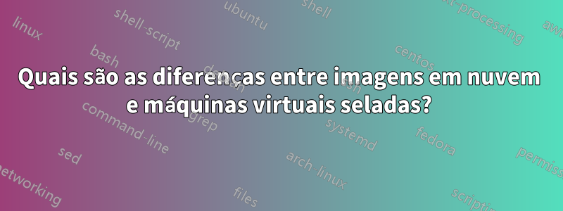 Quais são as diferenças entre imagens em nuvem e máquinas virtuais seladas?