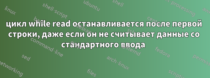 цикл while read останавливается после первой строки, даже если он не считывает данные со стандартного ввода 