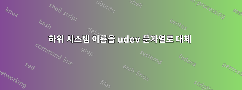 하위 시스템 이름을 udev 문자열로 대체