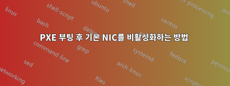 PXE 부팅 후 기본 NIC를 비활성화하는 방법