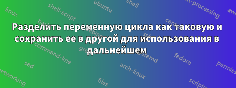 Разделить переменную цикла как таковую и сохранить ее в другой для использования в дальнейшем
