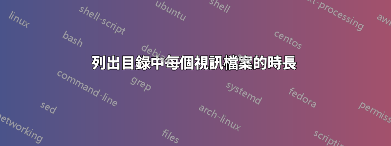 列出目錄中每個視訊檔案的時長