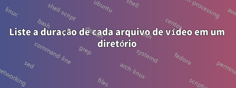 Liste a duração de cada arquivo de vídeo em um diretório