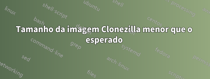 Tamanho da imagem Clonezilla menor que o esperado