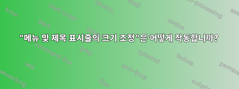 "메뉴 및 제목 표시줄의 크기 조정"은 어떻게 작동합니까?