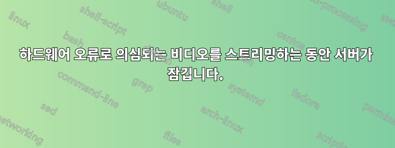 하드웨어 오류로 의심되는 비디오를 스트리밍하는 동안 서버가 잠깁니다.