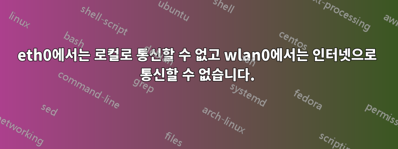 eth0에서는 로컬로 통신할 수 없고 wlan0에서는 인터넷으로 통신할 수 없습니다.
