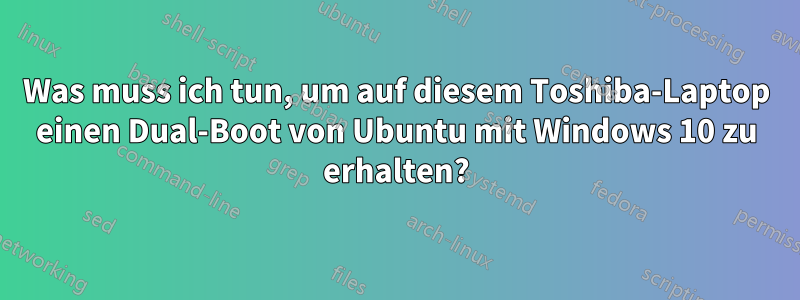 Was muss ich tun, um auf diesem Toshiba-Laptop einen Dual-Boot von Ubuntu mit Windows 10 zu erhalten?