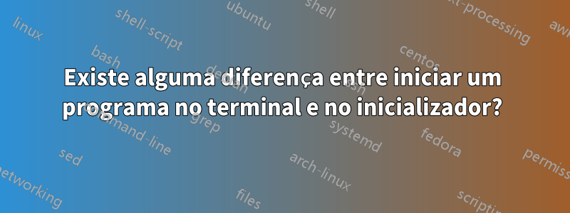 Existe alguma diferença entre iniciar um programa no terminal e no inicializador?
