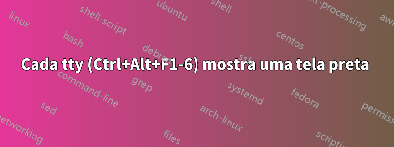 Cada tty (Ctrl+Alt+F1-6) mostra uma tela preta