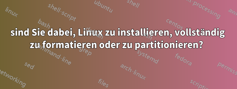sind Sie dabei, Linux zu installieren, vollständig zu formatieren oder zu partitionieren? 