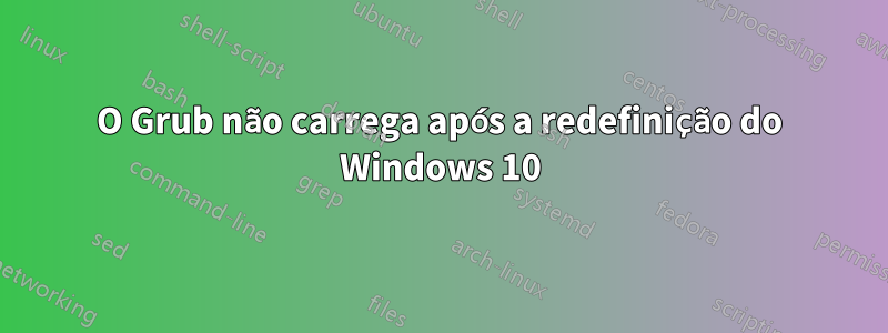 O Grub não carrega após a redefinição do Windows 10