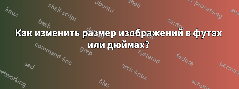 Как изменить размер изображений в футах или дюймах?