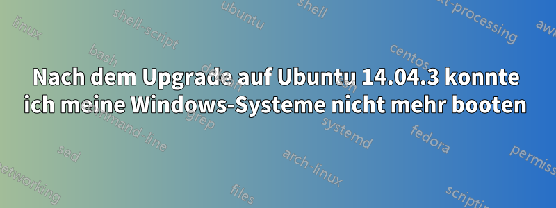 Nach dem Upgrade auf Ubuntu 14.04.3 konnte ich meine Windows-Systeme nicht mehr booten