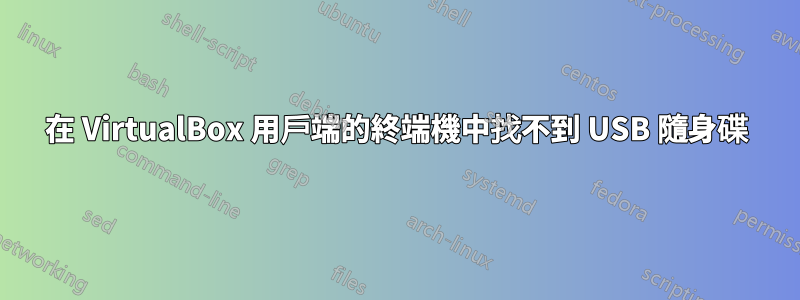 在 VirtualBox 用戶端的終端機中找不到 USB 隨身碟