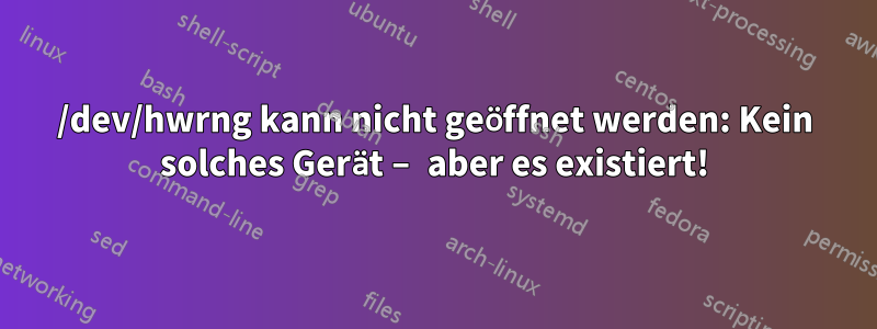 /dev/hwrng kann nicht geöffnet werden: Kein solches Gerät – aber es existiert!