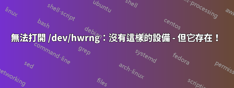 無法打開 /dev/hwrng：沒有這樣的設備 - 但它存在！