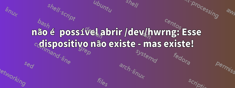 não é possível abrir /dev/hwrng: Esse dispositivo não existe - mas existe!