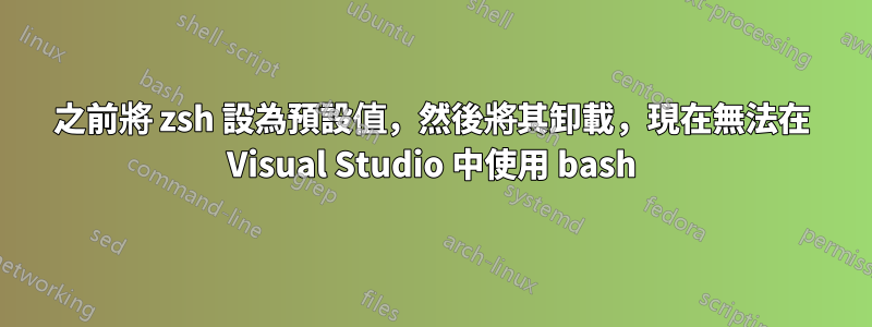 之前將 zsh 設為預設值，然後將其卸載，現在無法在 Visual Studio 中使用 bash