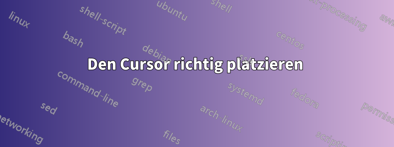 Den Cursor richtig platzieren