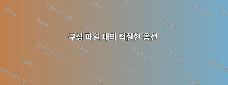 구성 파일 내의 적절한 옵션