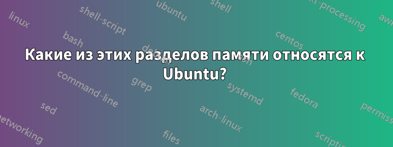 Какие из этих разделов памяти относятся к Ubuntu?