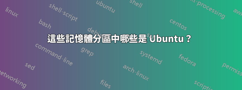這些記憶體分區中哪些是 Ubuntu？