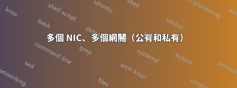 多個 NIC、多個網關（公有和私有）