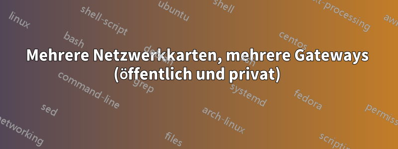 Mehrere Netzwerkkarten, mehrere Gateways (öffentlich und privat)