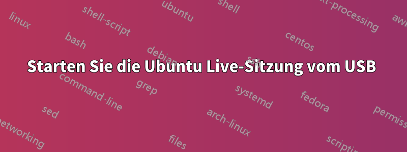 Starten Sie die Ubuntu Live-Sitzung vom USB