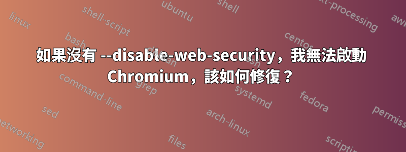 如果沒有 --disable-web-security，我無法啟動 Chromium，該如何修復？