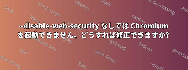 --disable-web-security なしでは Chromium を起動できません。どうすれば修正できますか?