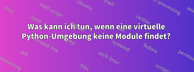 Was kann ich tun, wenn eine virtuelle Python-Umgebung keine Module findet?