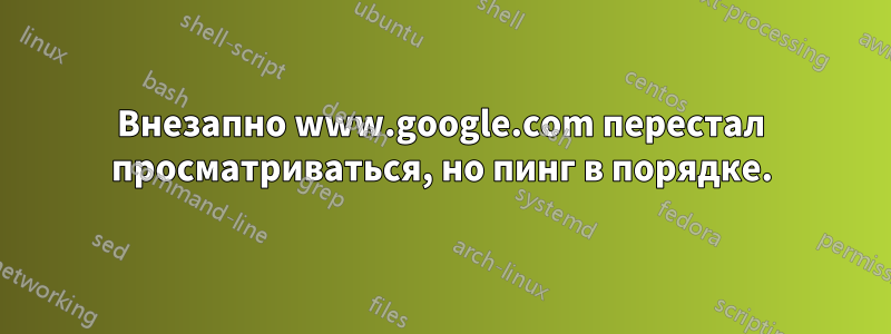 Внезапно www.google.com перестал просматриваться, но пинг в порядке.