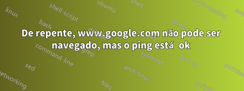 De repente, www.google.com não pode ser navegado, mas o ping está ok